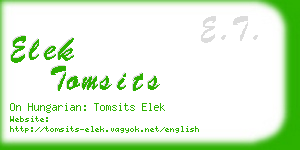 elek tomsits business card